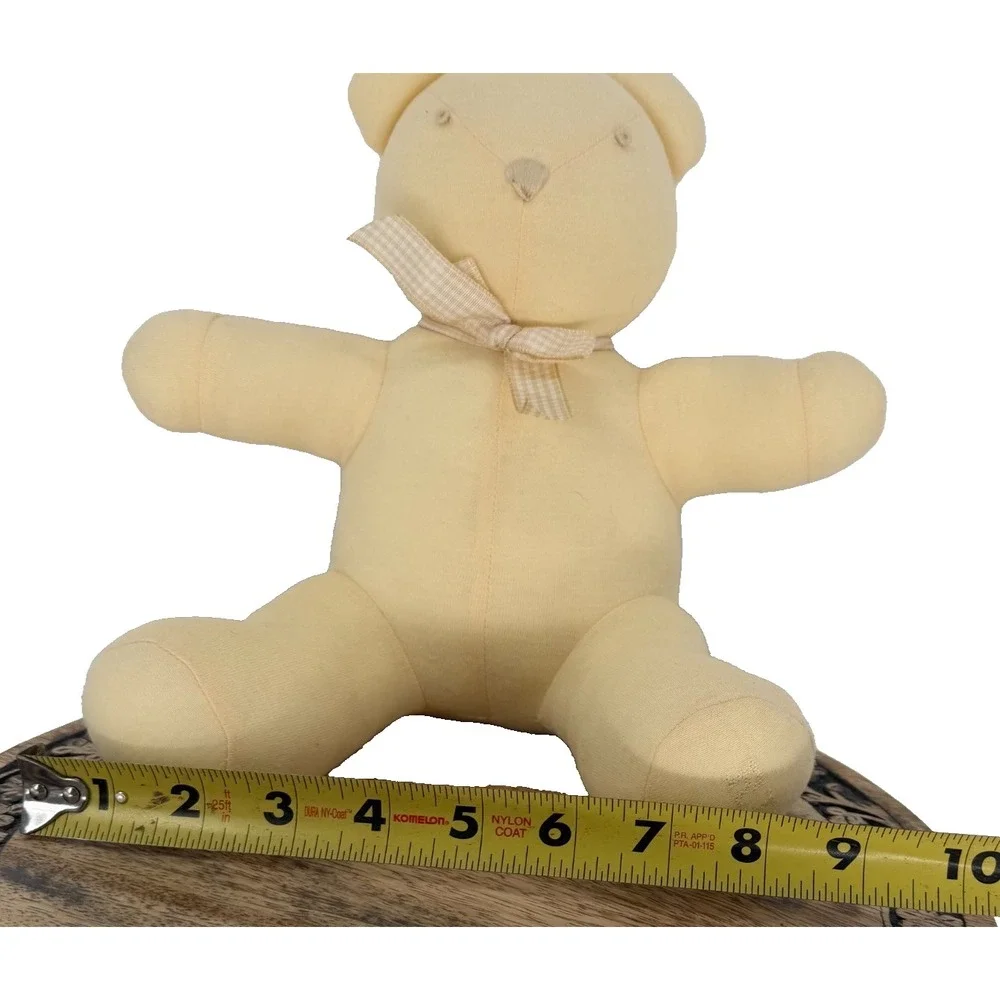 Vintage Ralph Lauren baby bear rattle plush soft yellow cream script tag 90s